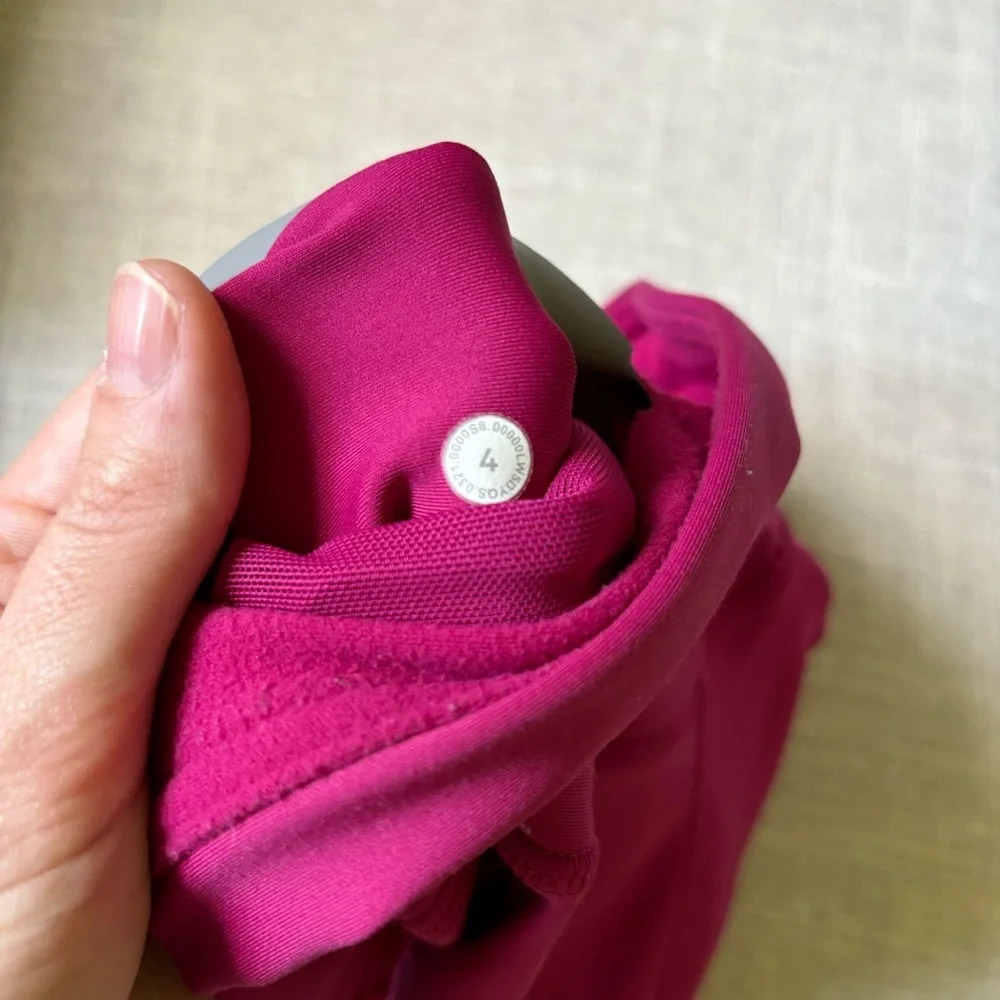 Lululemon Base Pace Fleece Leggings Tights High Rise 28" Wild Berry Hot Pink 4 - Picture 8 of 9
